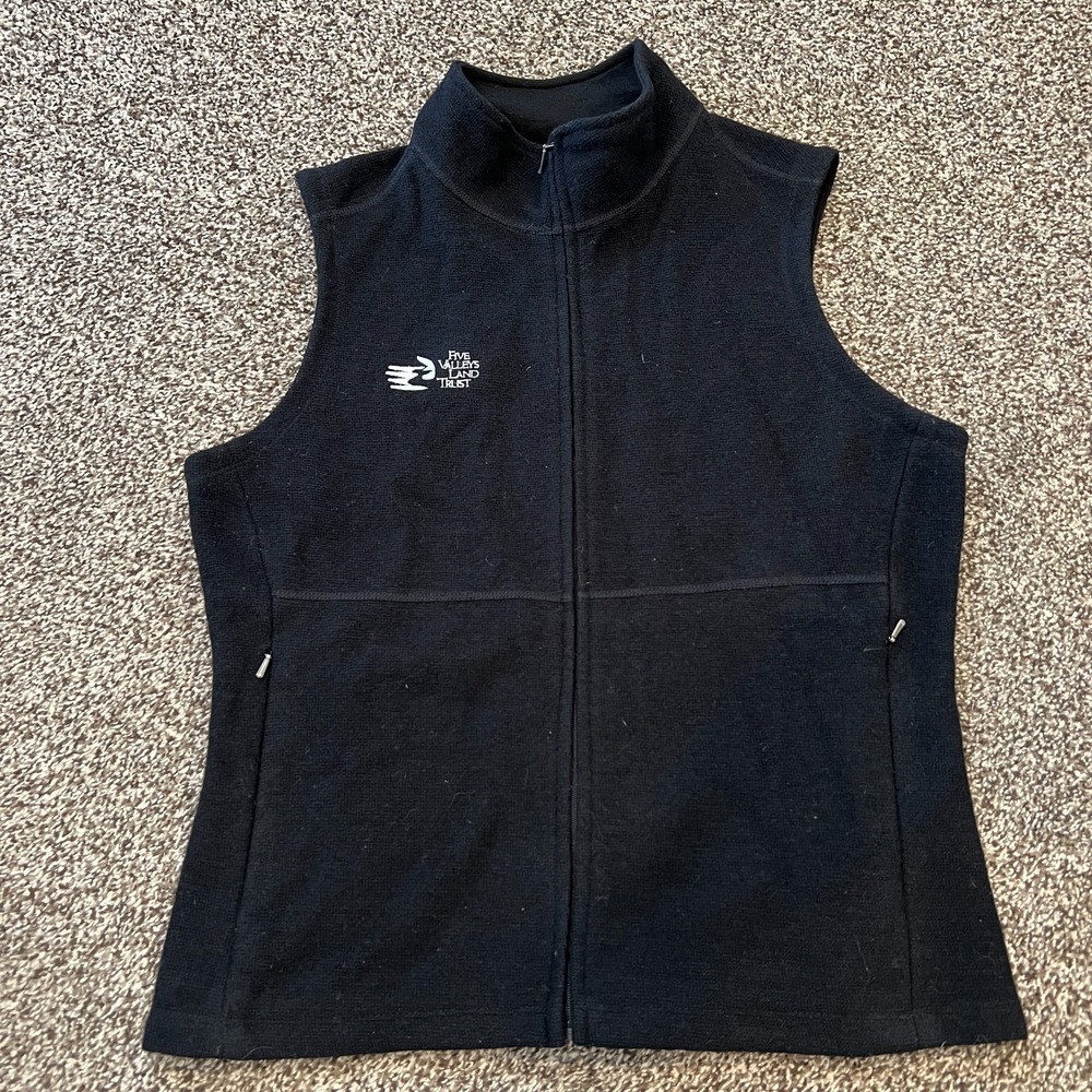 Ibex Womens Carrie Full Zip Mockneck Wool Pullover Vest Black Size Medium